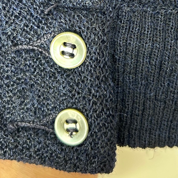 Ladies Bucknit Peruvian Alpaca Navy cardigan - Picture 4 of 5